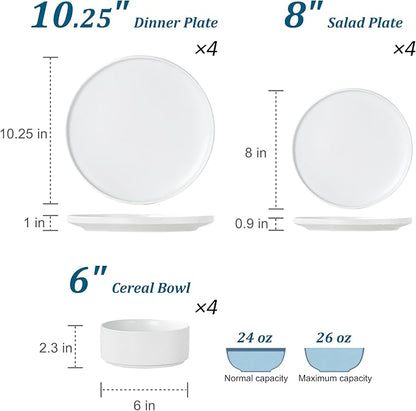 12 Piece Ceramic Plates and Bowls Sets - Image 3