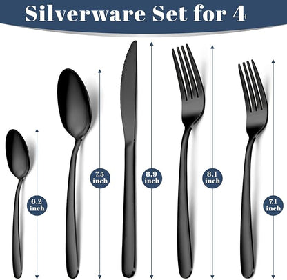 Hunnycook 20-Piece Black Silverware Set - Image 2