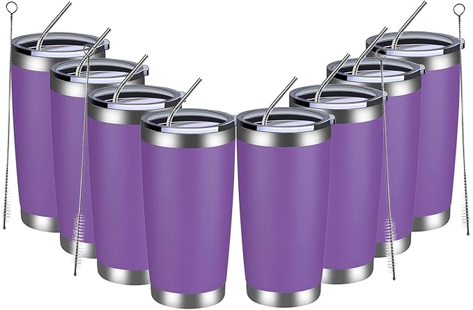 MEWAY 20oz Tumbler 8 Pack Double Wall Vacuum Insulated Travel Mug Bulk by MEWAY