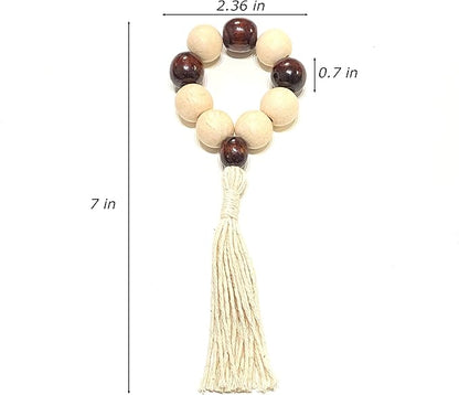 Napkin Rings Set of 6 - Wooden Beads Napkin Rings | Rustic Wooden Napkin Ring Holder for Table Decoration | Handmade LEBEJUA Napkin Ring with Wood Beads & Tassels - Farmhouse Napkin Holder Boho Style