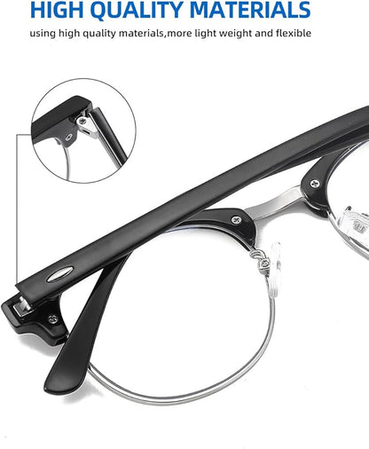 SOAR&EAGLE 3 Pack Blue Light Blocking Glasses,Computer Gaming Glasses,Retro Semi Rimless UV400 Clear Lens Computer Eyewear
