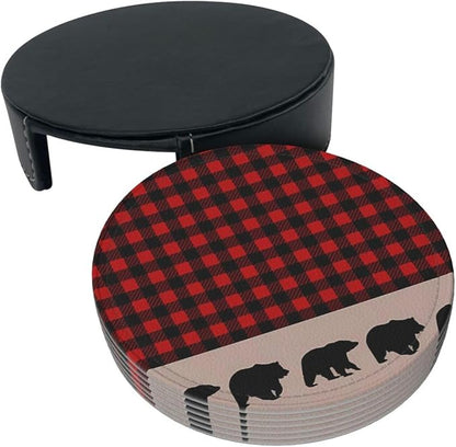 6 Pcs Bear Plaid Red Black Buffalo Deel Elk Moose Abstract Mountain Tree - Image 3