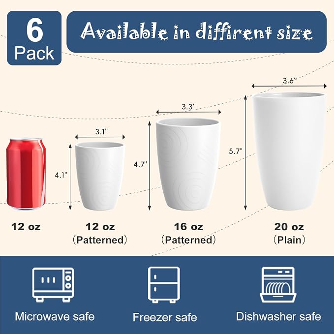 Wheat Straw Cups 6 PCS, Unbreakable 16 OZ Tumbler Set, Lightweight Glass Cups - Image 7