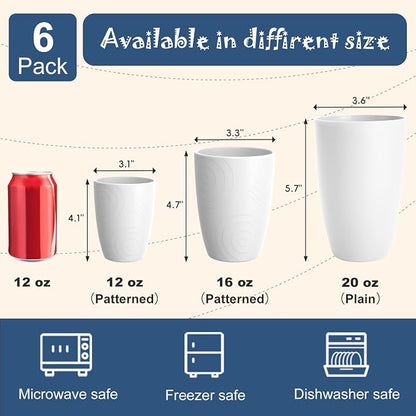 Wheat Straw Unbreakable Cup, 20 OZ Reusable Water Drinking Glasses Sets of 6 - Image 6