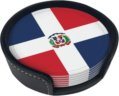 6 Pack Dominican Flag Leather Coaster - Image 2