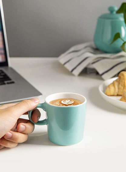 Sweese 3.5oz Porcelain Espresso Cups Set of 4, Mini Coffee Mugs Demitasse Cups - Image 7