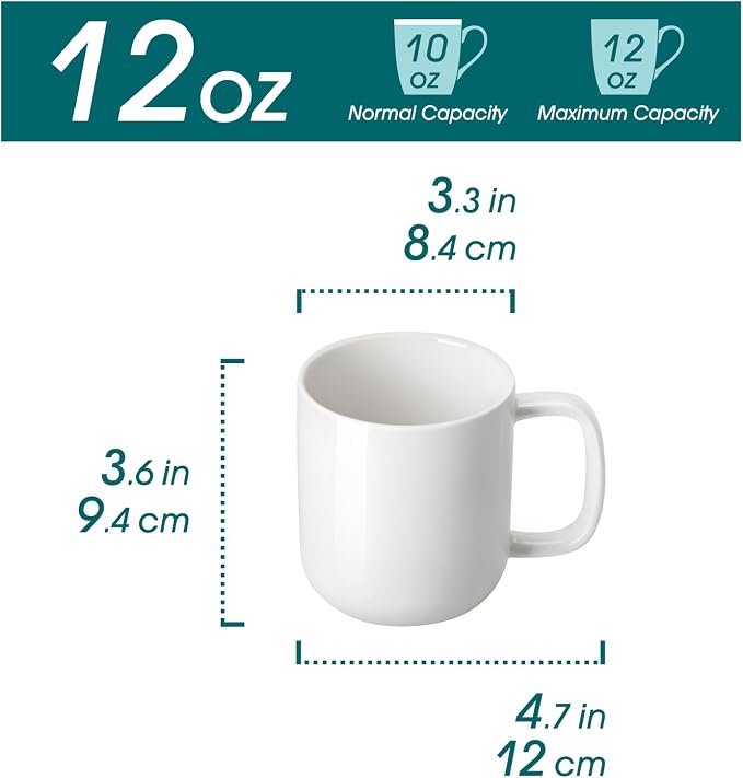 vancasso Porcelain Coffee Mugs Set, 12 oz Ceramic Coffee Cups - Image 2