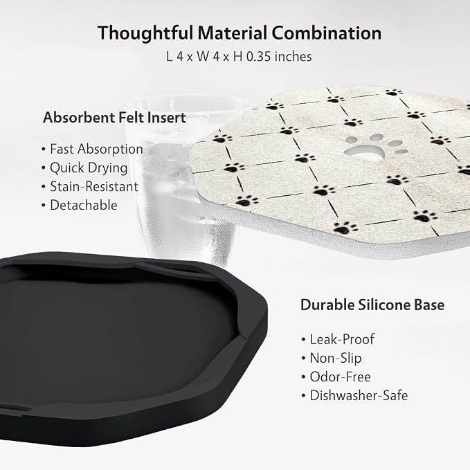 UMIRRO Absorbent Felt & Silicone Coasters Set of 6 - Image 3