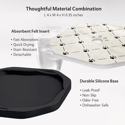 UMIRRO Absorbent Felt & Silicone Coasters Set of 6 - Image 3