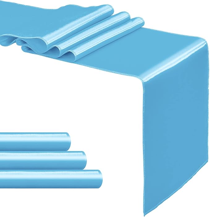 4-Pack Blue Satin Table Runner 12 x 108 Inch Long Bright and Smooth Silk Fabric - Image 8