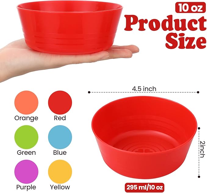 Foaincore Kids Plastic Bowls 10 oz Cereal Snack Microwave Dishwasher Safe - Image 2