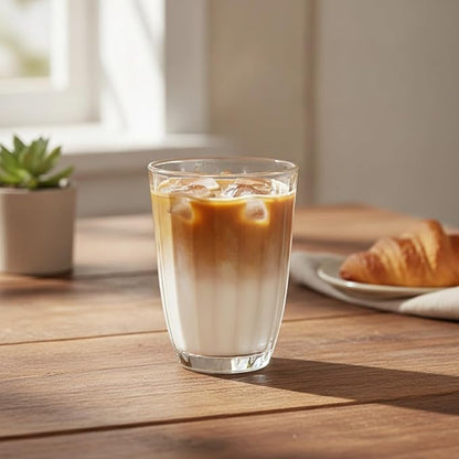 Handleless Glass Mug with Vertical Stripes - Image 2