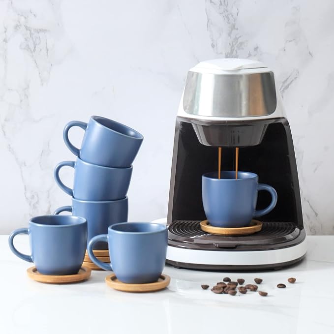 Hasense Espresso Cups and Saucers Set of 6, Demitasse Cups - Image 7