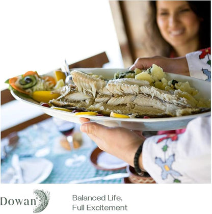 DOWAN 14" Serving Platters for Entertaining, Oval White Serving Plates, Party Serving Trays and Platters Oven Safe, Porcelain Dinner Serving Tray Serving Dishes for Meat, Set of 2