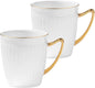 Luxury Bone China Coffee Mug Set of 2, 8oz Lightweight White Fine Bone China by HeartWaxBeadsforSensitiveSkin%EF%BC%86FullBodyand45contentFineBoneChina