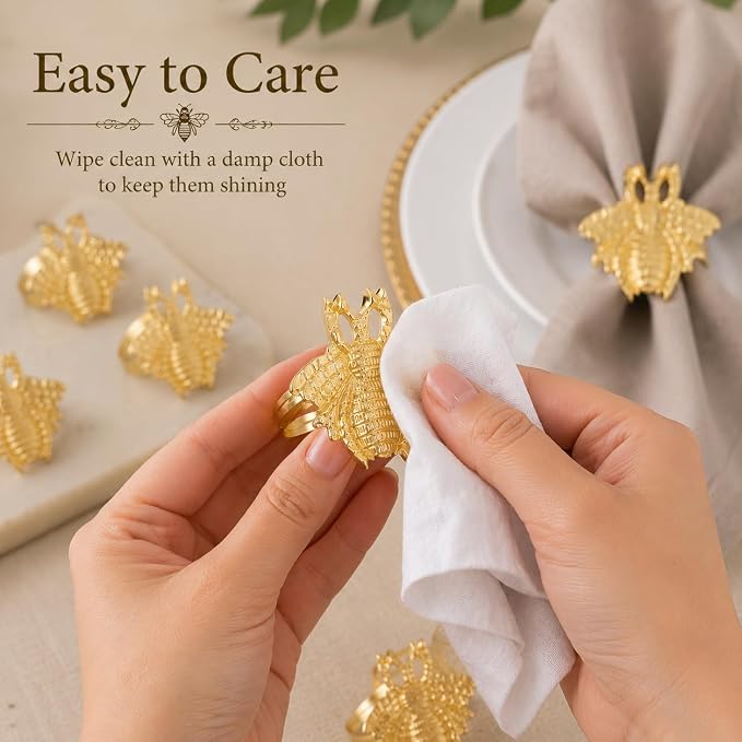 ALPHA Living HOME 12 Pcs Modern Bee Napkin Rings - Image 9