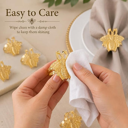 ALPHA Living HOME 12 Pcs Modern Bee Napkin Rings - Image 9