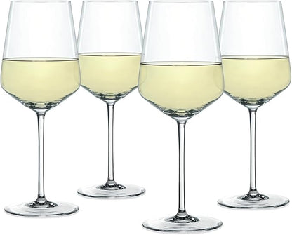 Spiegelau Style Crystal White Wine Glasses Gift Set, Elegant Stemmed Wine Glasses, Stylish Glassware for Dinner Party, Home Bar, Wedding Gifts, Birthday Gifts, Hosting Essentials, 15.5 oz, Set of 4