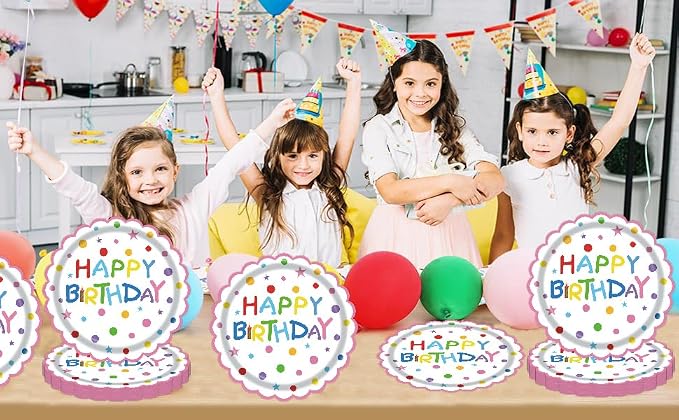 50Pcs Birthday Paper Plates 7inch Party Dessert Plates Supplies Colorful - Image 3