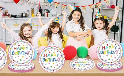50Pcs Birthday Paper Plates 7inch Party Dessert Plates Supplies Colorful - Image 3