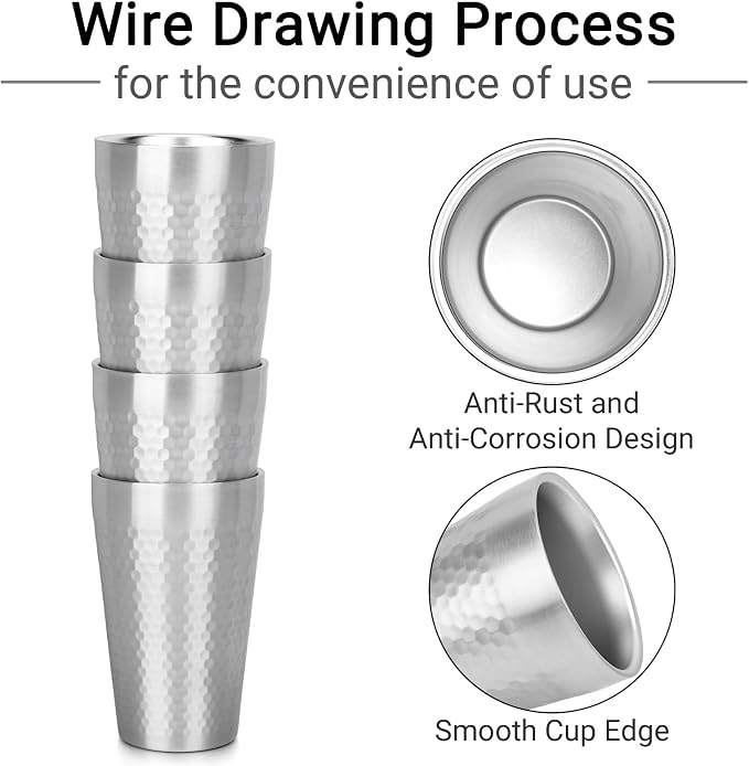 Beasea Stainless Steel Cups 15 oz, 4 Pack Large Stackable Stainless Steel - Image 4