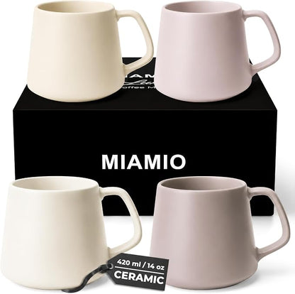 MIAMIO - Coffee Mugs Set of 4, Large - Luxe | Large Ceramic Coffee Mugs by MIAMIO