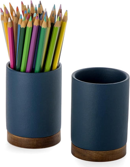 Ceramic Pen Holder for Desk, Pencil Cup, | Organizer and Makeup Brush Holder by Officepal