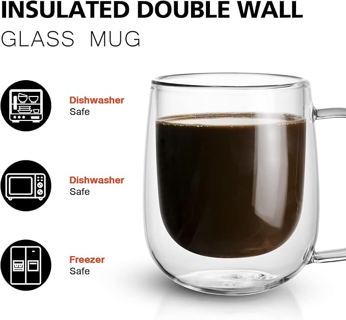 Little World Glass Coffee Mug, 8.5 oz Double Walled Insulated Cup Heat-resistant - Image 6