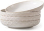 DOWAN Large Pasta Bowls Set of 4, 54 oz Embossment Salad Serving Bowls, Ceramic Plates, White Soup Bowl for Kitchen Meal Prep, Shallow Dishes Dinner Bowl Microwave Tableware