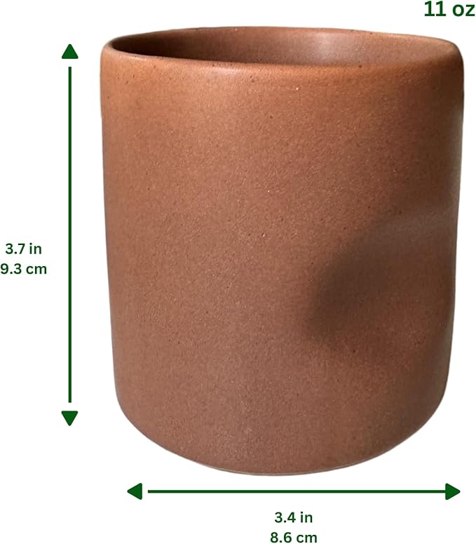 Handleless Ceramic Mug, Hand-Painted, 11 oz, Soft Brown - Image 3