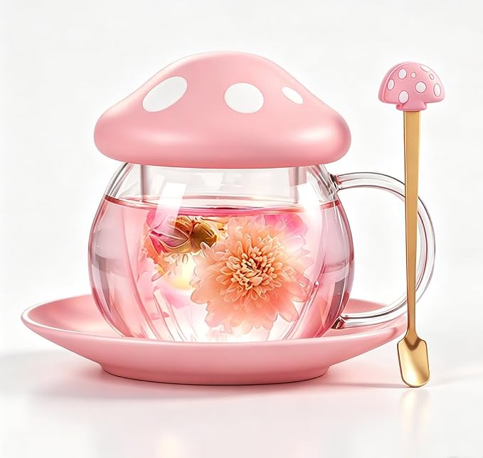 Mushroom Tea Cup Set, Cute Cups Glass Tea Cups by Unknown