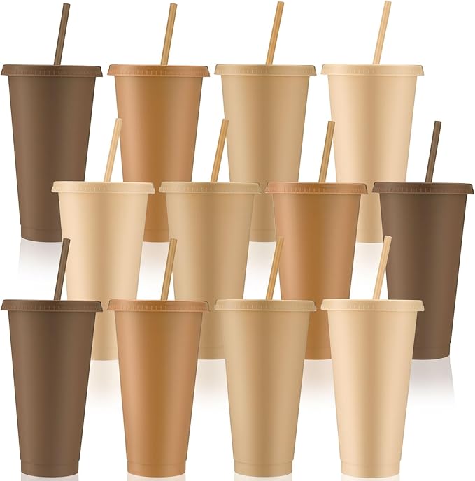 Skylety 12 Pcs Brown Plastic Cups by Skylety