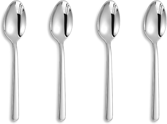 Premium Aline 4-Piece 5.8-Inch Dessert Spoon Set | 18/10 Stainless Steel Small by KEAWELL