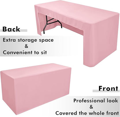 Nasitos 2 Pack 8 Foot Tablecloth Fitted Pink Trade Show Table Covers-Open Back Tablecloth Washable Fabric Table Cloth for Parties, Craft Show, Baby Shower, Events, Vendor Booth