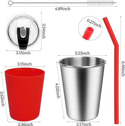 ShineMe 5Pack Kids Cups with Straws and Lids Spill Proof, 12oz Toddler Straw - Image 3