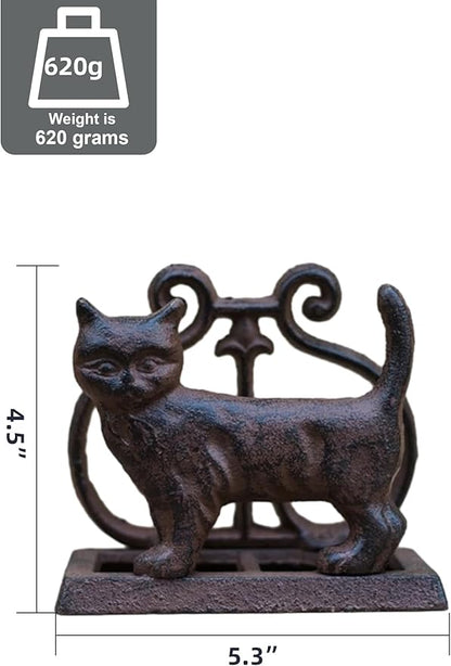 Exquisite Vintage Cast Iron Napkin Holder With Playful Standing Animal Motif - Elevate Elegance And Functionality In Your Table Setting (Cat)