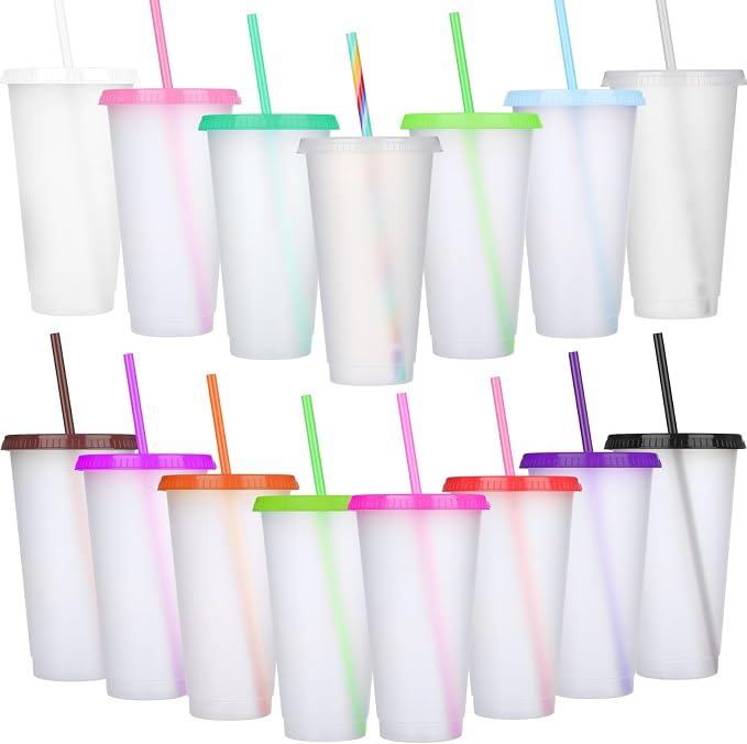 Honeydak 15 Pack Tumbler with Straw and Lid Bulk Cups by Honeydak