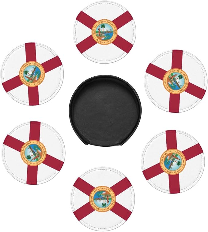 6 Pack Florida State Flag Leather Coaster - Image 3