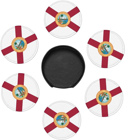 6 Pack Florida State Flag Leather Coaster - Image 3