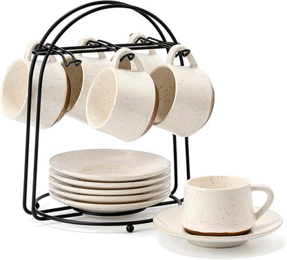 Stackable Cappuccino Cup Set of 6Activated-Glazed Ceramic Coffee Cup | Ceramic by SIDUCAL