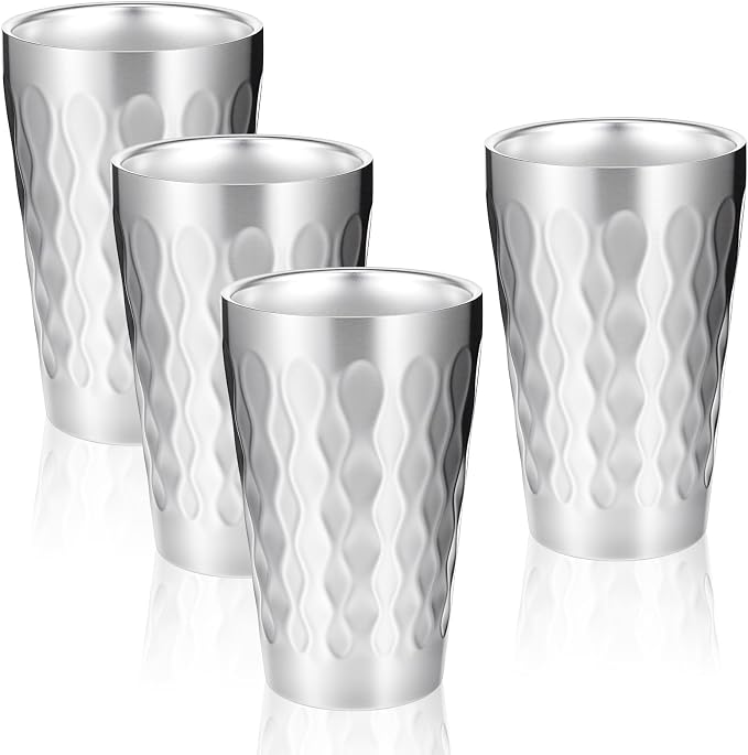 JIEYAO 4 Pack Stainless Steel Cups, 16oz Double Wall Insulated Tumblers by Unknown