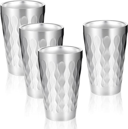 JIEYAO 4 Pack Stainless Steel Cups, 16oz Double Wall Insulated Tumblers by Unknown