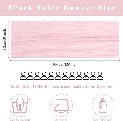6 Pieces Light Pink Cheesecloth Table Runner 10FT Pink Runner - Image 3