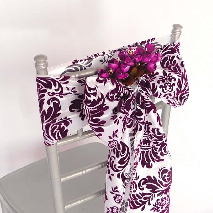 Efavormart 5pc x Damask Flocking Chair Sash - Image 3