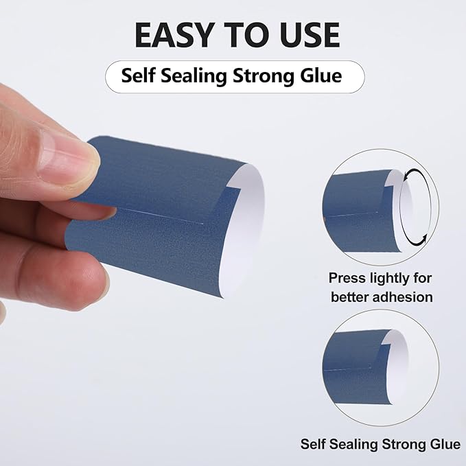 Germiwipe Paper Napkin Band Box of 500,Napkin Rings Self Adhesive,Silverware Wraps Bands (Navy Blue-500 pcs)
