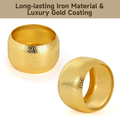 60 Pcs Gold Napkin Rings, Metal Napkin Ring Holders Set, Iron Napkin Rings with Electroplated Finish, 1.81 in, Modern Decorative Table Setting for Parties, Banquets, Dinners