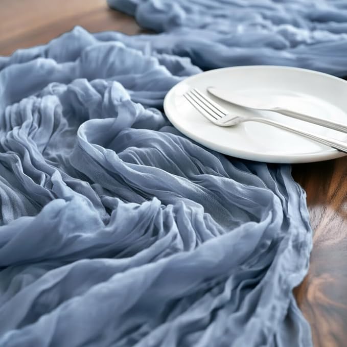 Dusty Blue Cheesecloth Table Runner 120 Inches 10 Pack Gauze Table Runner | - Image 4