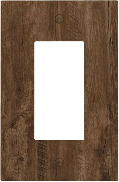Outlet Covers Brown Rustic Wood Grain Farmhouse 1 Gang Wall Plate Single Rocker Light Switch Cover Decorative GFCI Receptacle Electrical Switchplate for Cabin Bedroom Decor（2 Pack）