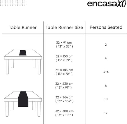 Encasa XO Table Runner, Woven Cotton Dining Runner 13"x94" | Ticking Red - Image 6