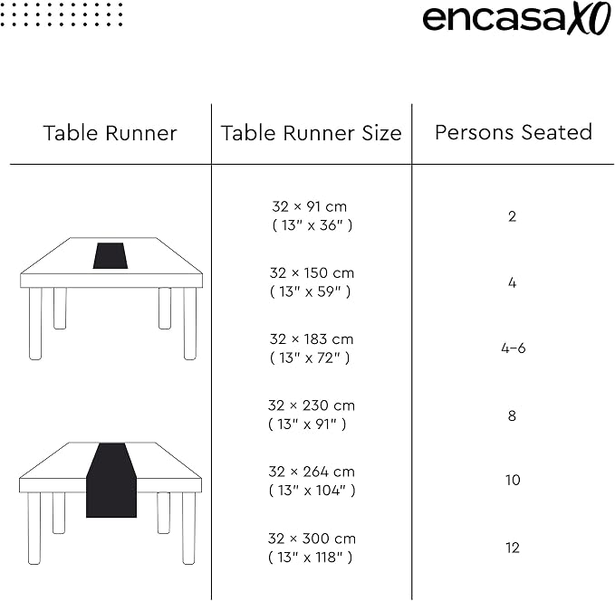 Encasa XO Table Runner, Woven Cotton Dining Runner 13"x104" Buffalo Beige Checks - Image 6